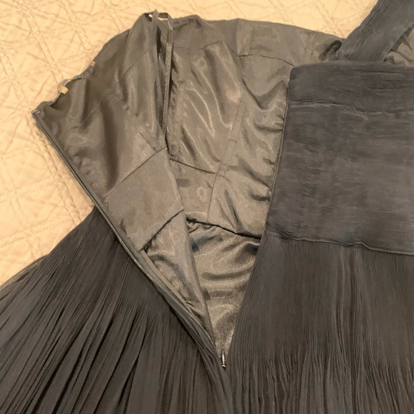 Elie Tahari Black Silk Chiffon Pleated One Shoulder Cocktail Dress - Picture 9 of 11